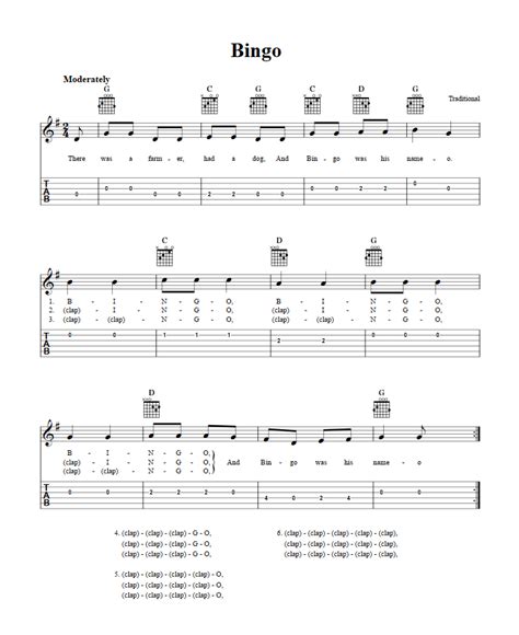 bingo chords|bingo guitar tabs.